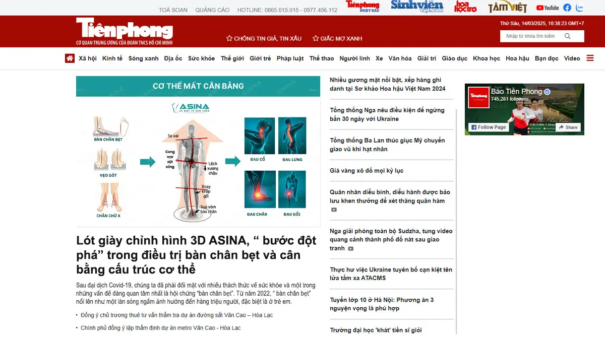 [TIENPHONG] Lót giày chỉnh hình 3D ASINA, “ bước đột phá” trong điều trị bàn chân bẹt và cân bằng cấu trúc cơ thể